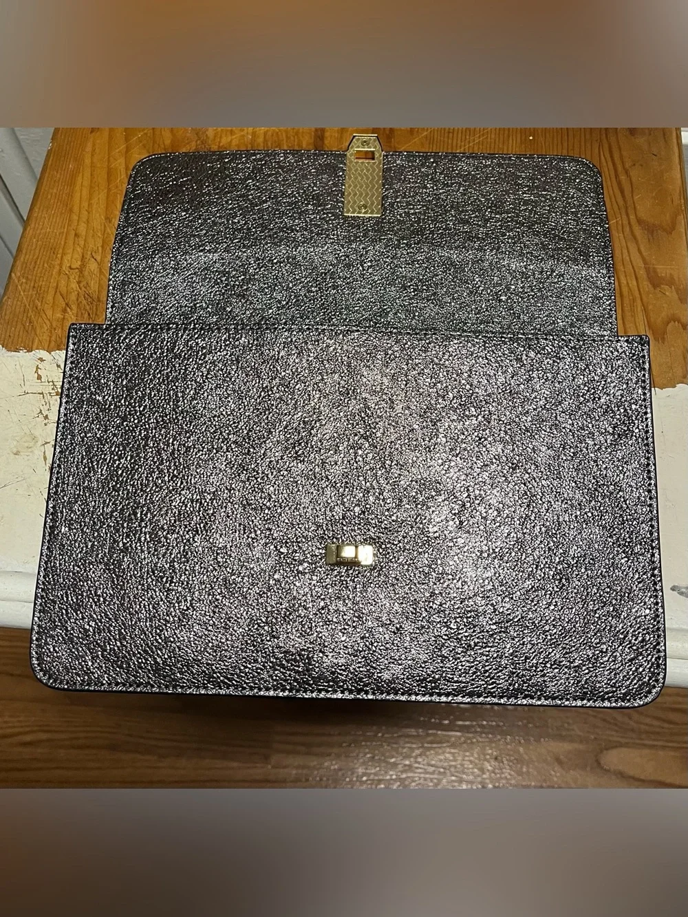 EXPRESS Clutch Purse Textured Metallic Gray 11.25” x 7.5” NWT (MSRP $49.90)